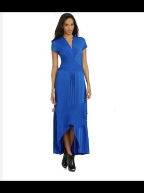 Michael Kors Cobalt Blue Wrap-Style High-Low Maxi Dress